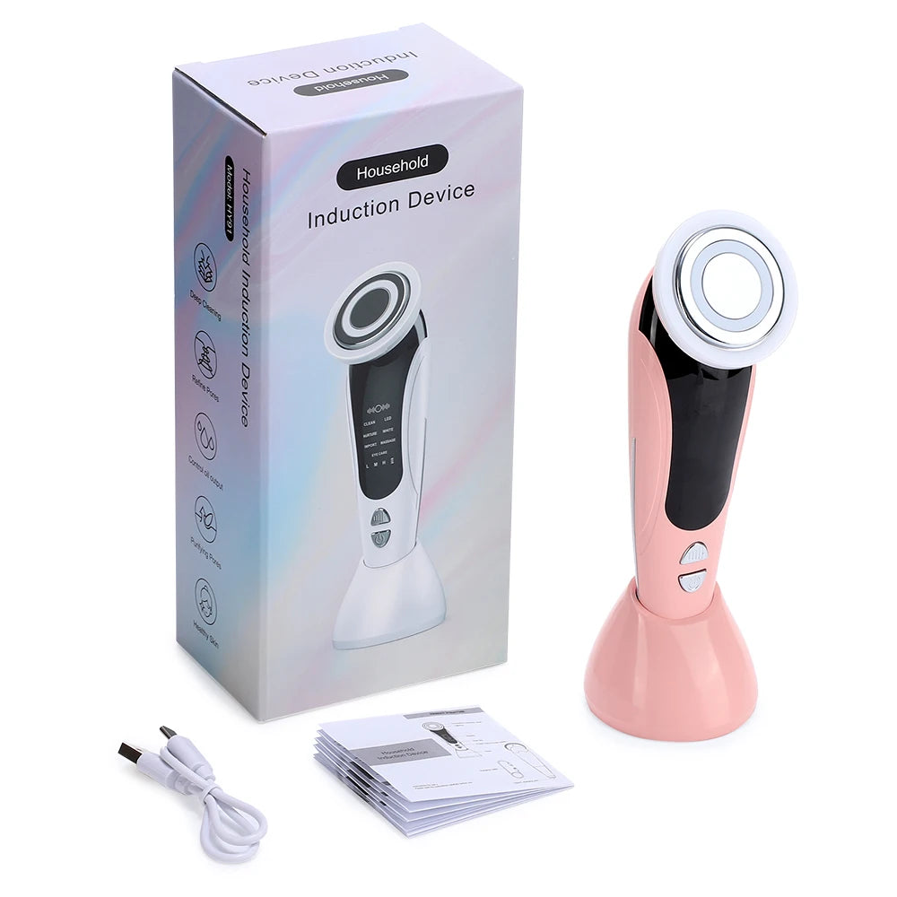 Masajeador facial Facial Glow Sonic Wand con luz LED y terapia EMS para relajar y rejuvenecer la piel del rostro.