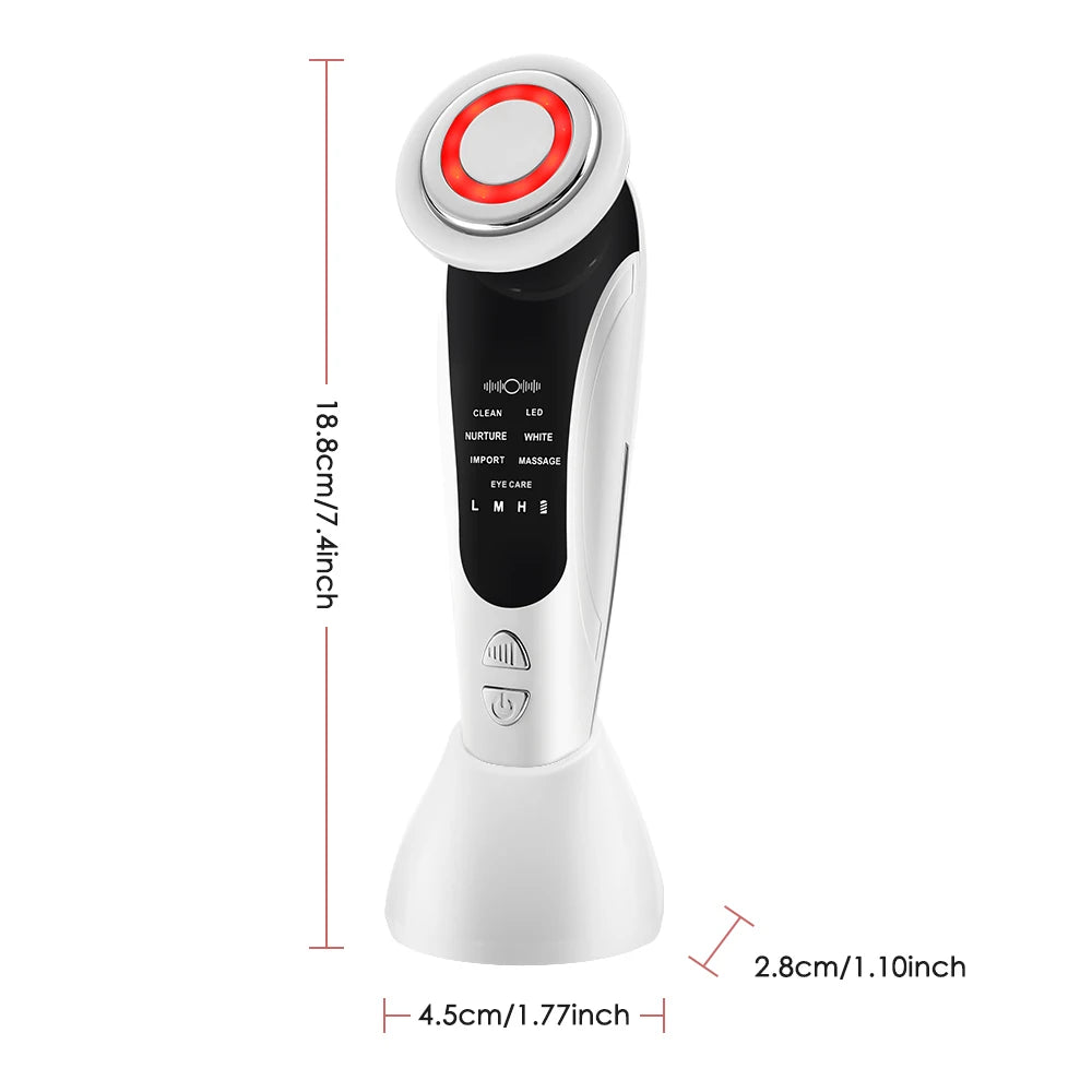 Masajeador facial Facial Glow con tecnología EMS y luz LED para terapia facial y brillo de la piel.