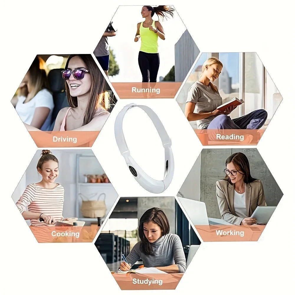Dispositivo de lifting facial Facial Glow EMS para doble mentón y tonificación de la mandíbula, con diseño compacto y ergonómico.