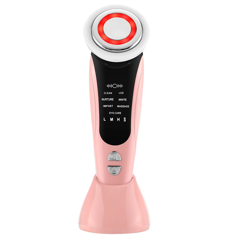 Masajeador facial Facial Glow con vibración EMS y luz LED para mejorar la piel y el contorno facial.