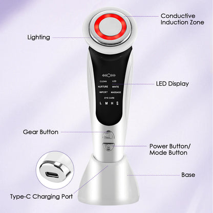 Masajeador facial Facial Glow Glow Sonic Wand con terapia de luz LED y EMS para una piel radiante y rejuvenecida.