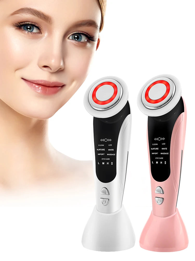 Masajeador facial Facial Glow Glow Sonic con luz LED y EMS para cuidado de la piel y brillo facial.